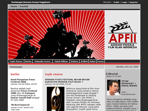 website  apfii (asosiasi pekerja film iklan indonesia) website