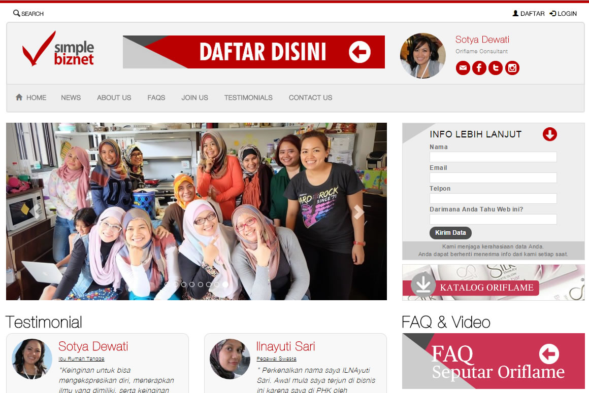 website  oriflame indonesia group member simple biznet