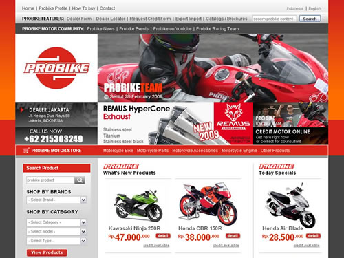 website  probike motor - cbu motorcycle center webstore